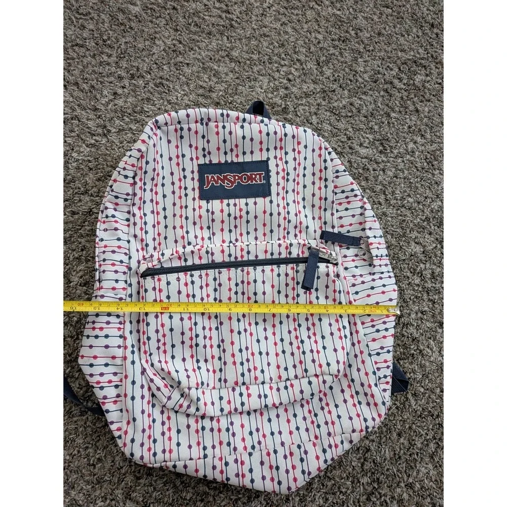 JanSport Superbreak‎ Backpack Two Pocket White With Dots JS00T501